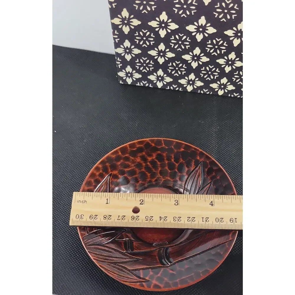 Vintage Japanese Snack Plates Set of 6 Raised Botanical Design Made in Japan